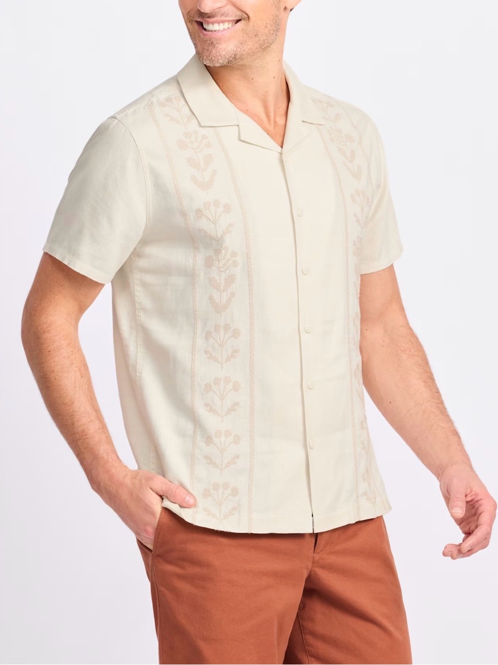 The Commons Embroidered Hemp Lyocell Shirt Off White Size XXL-TA NWT STITCH FIX